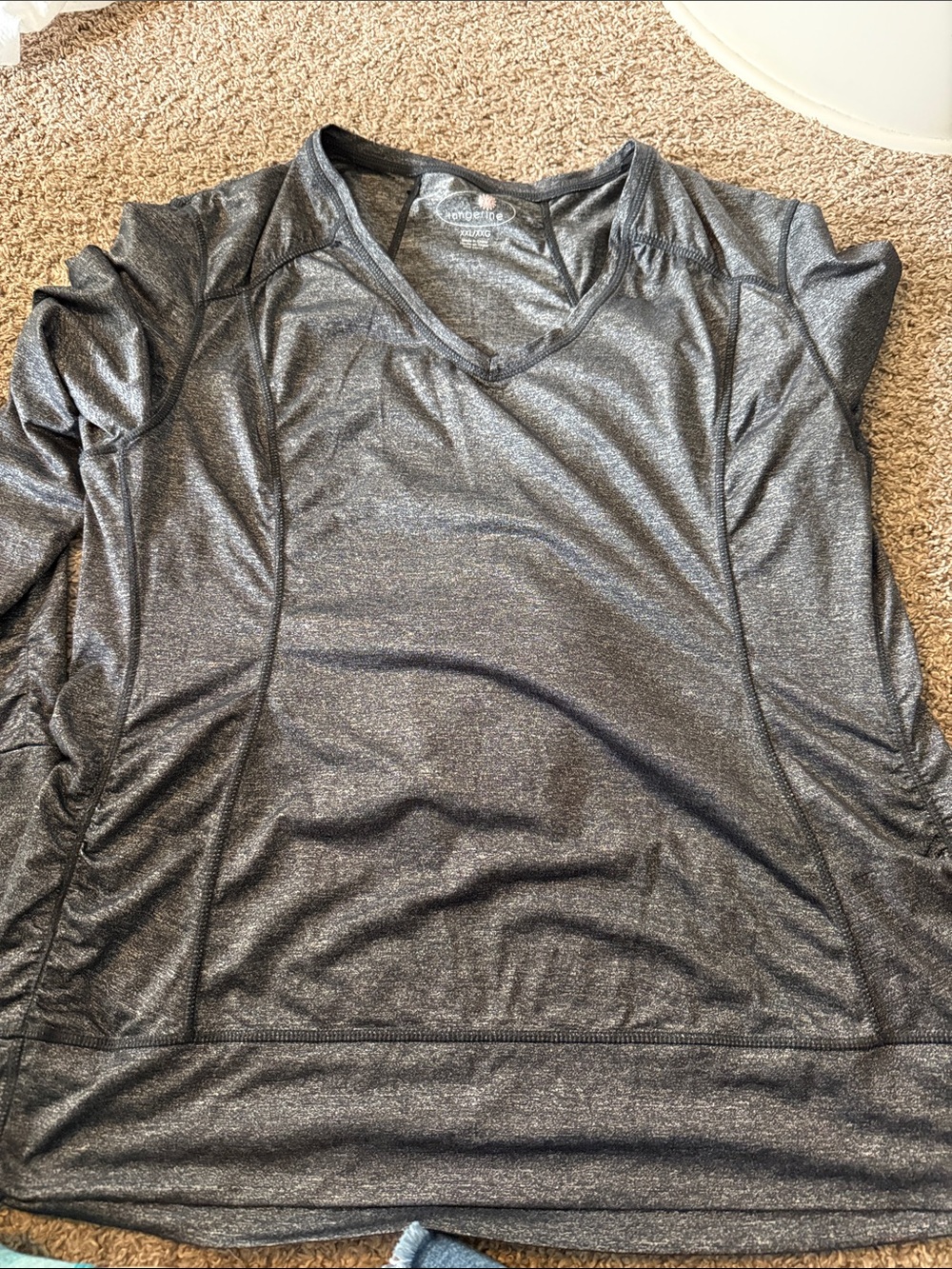 Tangerine Men's Charcoal Gray Long-Sleeve Performance V-Neck Shirt